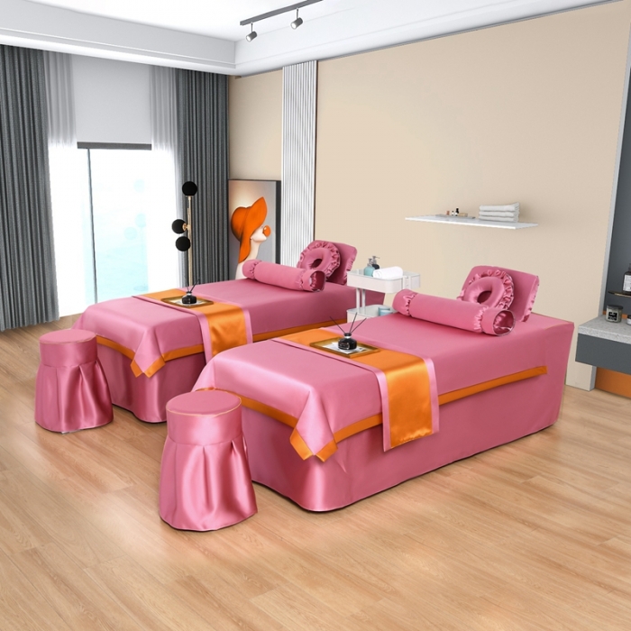 91家纺网 家纺一手货源 找家纺 莉人坊美容床罩批发 2023贵妃段天丝美容床罩四件套 蔷薇花语红