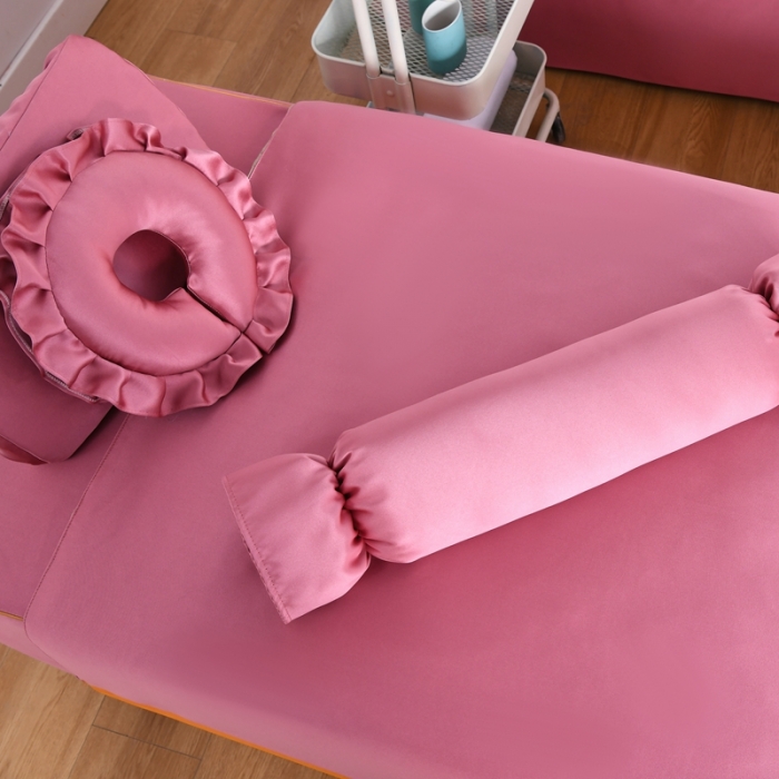 91家纺网 家纺一手货源 找家纺 莉人坊美容床罩批发 2023贵妃段天丝美容床罩四件套 蔷薇花语红