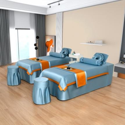 莉人坊美容床罩批发 2023贵妃段天丝美容床罩四件套 天鹅湖兰