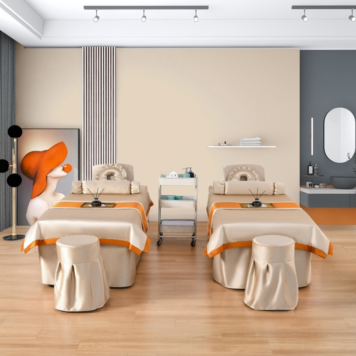 91家纺网 家纺一手货源 找家纺 莉人坊美容床罩批发 2023贵妃段天丝美容床罩四件套 伊丽米黄