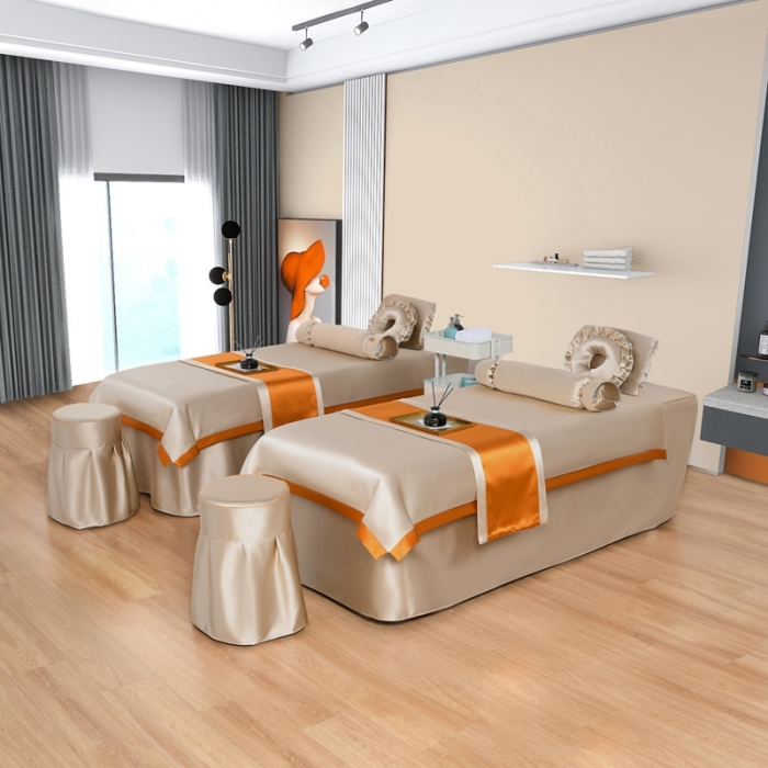 91家纺网 家纺一手货源 找家纺 莉人坊美容床罩批发 2023贵妃段天丝美容床罩四件套 伊丽米黄