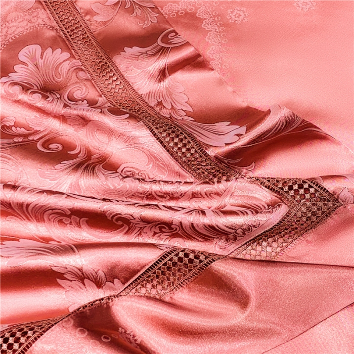 91家纺网 家纺一手货源 找家纺 OL家纺 升级版漏空丝加棉欧式大提花全棉家居床盖夹棉四件套 圣菲尔德-豆沙