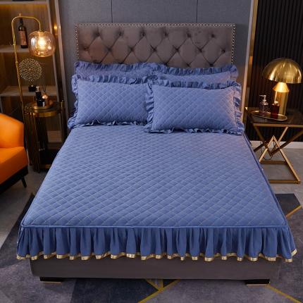 91家纺网 家纺一手货源 找家纺 屹成 2024新款高密亲肤天竺棉款夹棉床笠 格调蓝