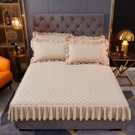 91家纺网 家纺一手货源 找家纺 屹成 2024新款高密亲肤天竺棉款夹棉床笠 典雅驼