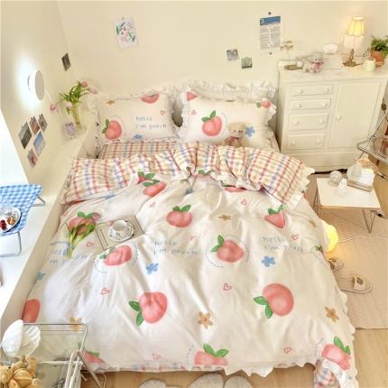 91家纺网 家纺一手货源 找家纺 总 桃子家居2022新款仙气奶油碎花少女心韩版花边纯棉四件套