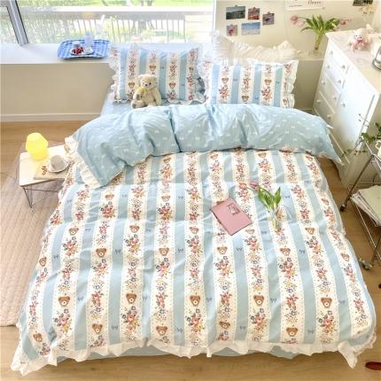 91家纺网 家纺一手货源 找家纺 总 桃子家居2022新款仙气奶油碎花少女心韩版花边纯棉四件套