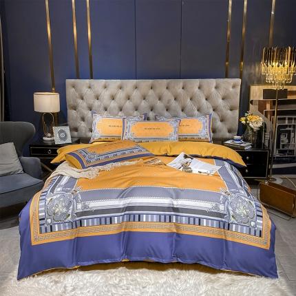 91家纺网 家纺一手货源 找家纺 好亿来 2025新款活性轻奢贡棉加厚磨毛印花四件套拉斐尔-黄