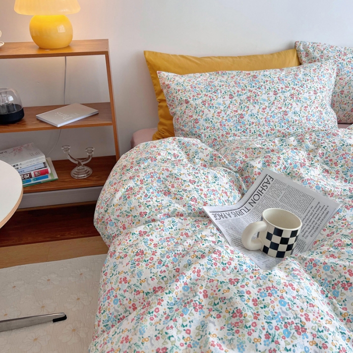 91家纺网 家纺一手货源 找家纺 艾沁 2022新款复古碎花纯棉四件套 春见