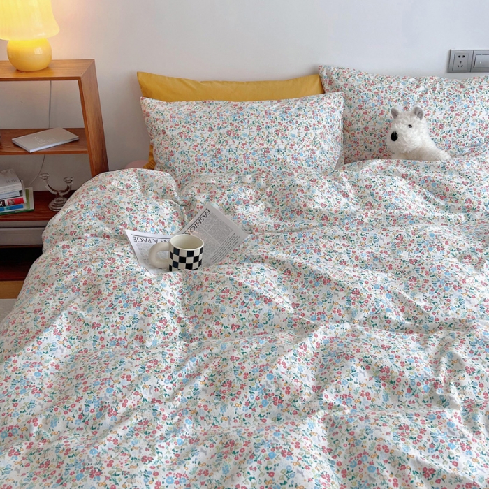 91家纺网 家纺一手货源 找家纺 艾沁 2022新款复古碎花纯棉四件套 春见