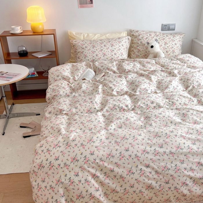 91家纺网 家纺一手货源 找家纺 艾沁 2022新款复古碎花纯棉四件套 东篱