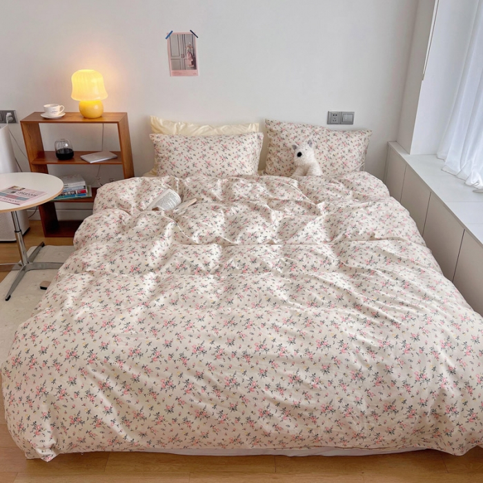 91家纺网 家纺一手货源 找家纺 艾沁 2022新款复古碎花纯棉四件套 东篱