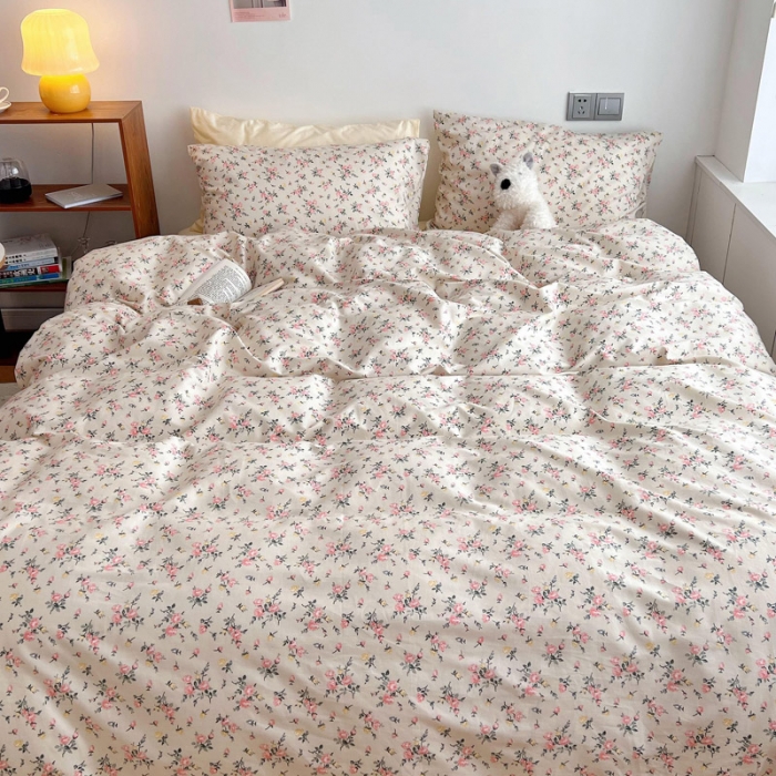 91家纺网 家纺一手货源 找家纺 艾沁 2022新款复古碎花纯棉四件套 东篱