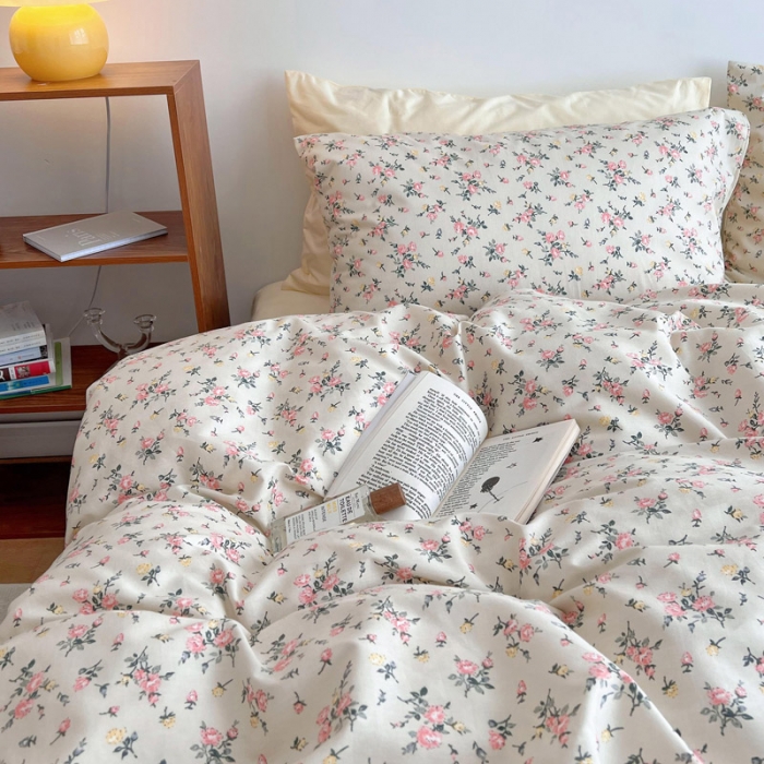 91家纺网 家纺一手货源 找家纺 艾沁 2022新款复古碎花纯棉四件套 东篱