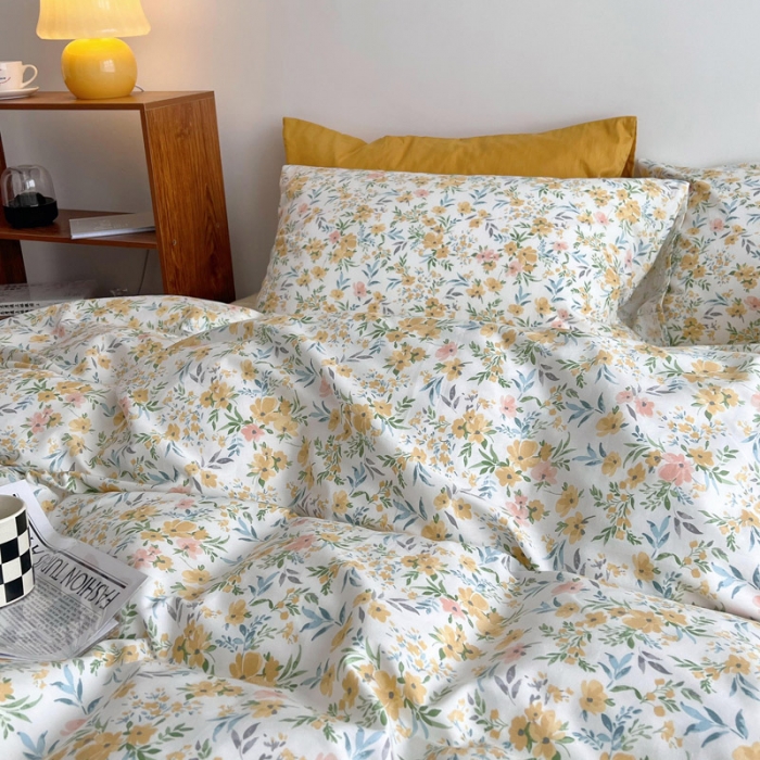 91家纺网 家纺一手货源 找家纺 艾沁 2022新款复古碎花纯棉四件套 仙草