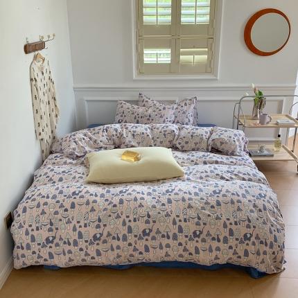 91家纺网 家纺一手货源 找家纺 黛馨 2025新款A类小清新双层纱四件套（实拍） 小菇象