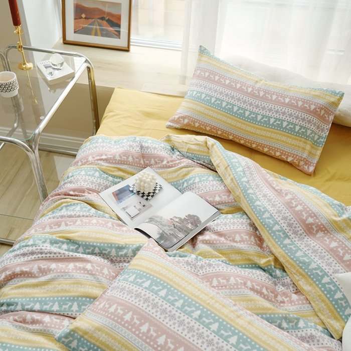 91家纺网 家纺一手货源 找家纺 黛馨 2025新款A类小清新双层纱四件套（实拍） 圣诞小鹿