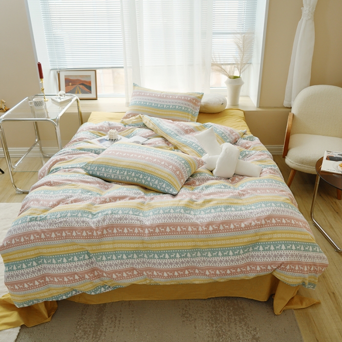 91家纺网 家纺一手货源 找家纺 黛馨 2025新款A类小清新双层纱四件套（实拍） 圣诞小鹿