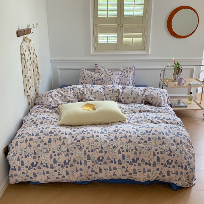 91家纺网 家纺一手货源 找家纺 黛馨 2025新款A类小清新双层纱四件套（实拍） 小菇象