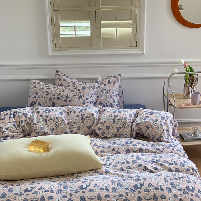 91家纺网 家纺一手货源 找家纺 黛馨 2025新款A类小清新双层纱四件套（实拍） 小菇象