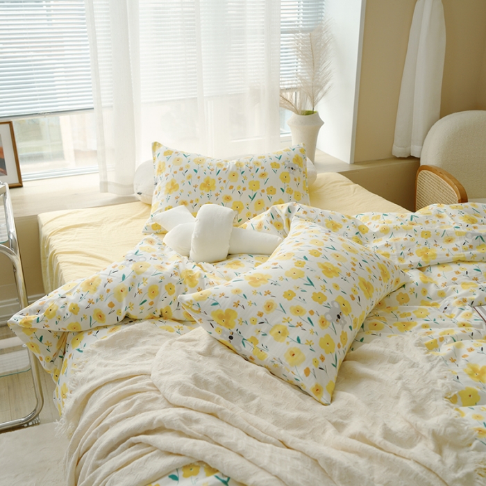 91家纺网 家纺一手货源 找家纺 黛馨 2025新款A类小清新双层纱四件套（实拍） 语汐