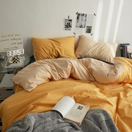 91家纺网 家纺一手货源 找家纺 优承佳 2023新款简约亲肤磨毛四件套系列 炭烤起司三拼