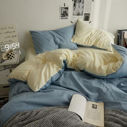 91家纺网 家纺一手货源 找家纺 优承佳 2023新款简约亲肤磨毛四件套系列 天蓝芝士