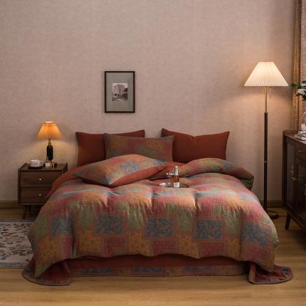 91家纺网 家纺一手货源 找家纺 （总）黛馨 2023新款复古双层纱四件套