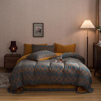 91家纺网 家纺一手货源 找家纺 （总）黛馨 2023新款复古双层纱四件套