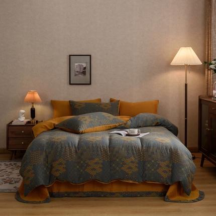 91家纺网 家纺一手货源 找家纺 （总）黛馨 2023新款复古双层纱四件套