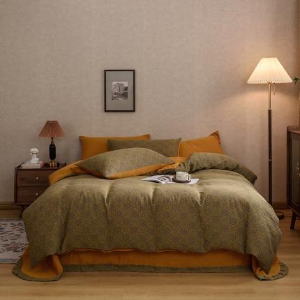 91家纺网 家纺一手货源 找家纺 （总）黛馨 2023新款复古双层纱四件套