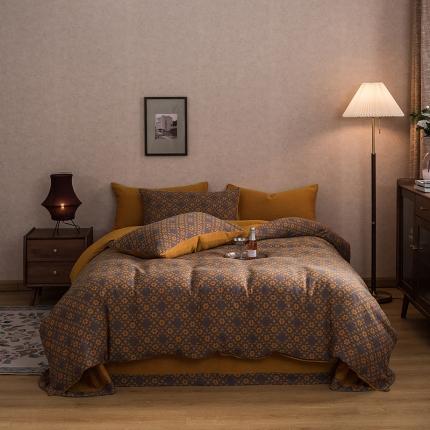 91家纺网 家纺一手货源 找家纺 （总）黛馨 2023新款复古双层纱四件套