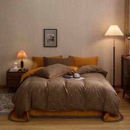 91家纺网 家纺一手货源 找家纺 （总）黛馨 2023新款复古双层纱四件套