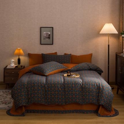 91家纺网 家纺一手货源 找家纺 （总）黛馨 2023新款复古双层纱四件套