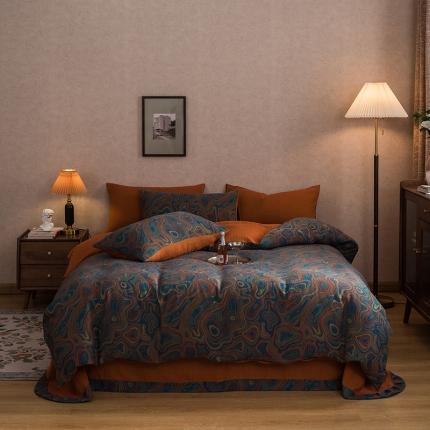 91家纺网 家纺一手货源 找家纺 （总）黛馨 2023新款复古双层纱四件套