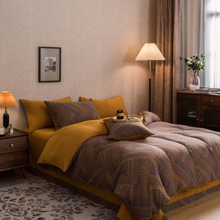 91家纺网 家纺一手货源 找家纺 （总）黛馨 2023新款复古双层纱四件套