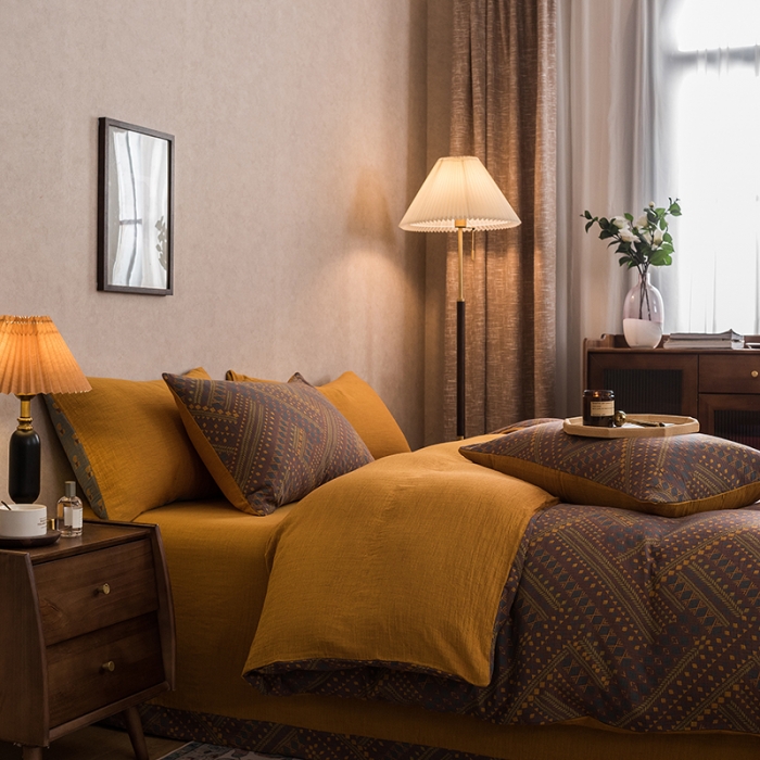 91家纺网 家纺一手货源 找家纺 （总）黛馨 2023新款复古双层纱四件套