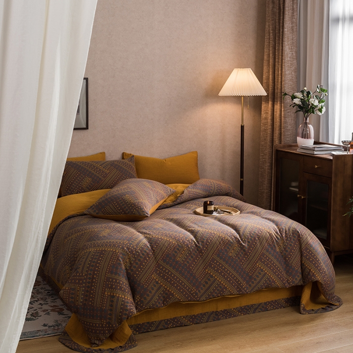 91家纺网 家纺一手货源 找家纺 （总）黛馨 2023新款复古双层纱四件套