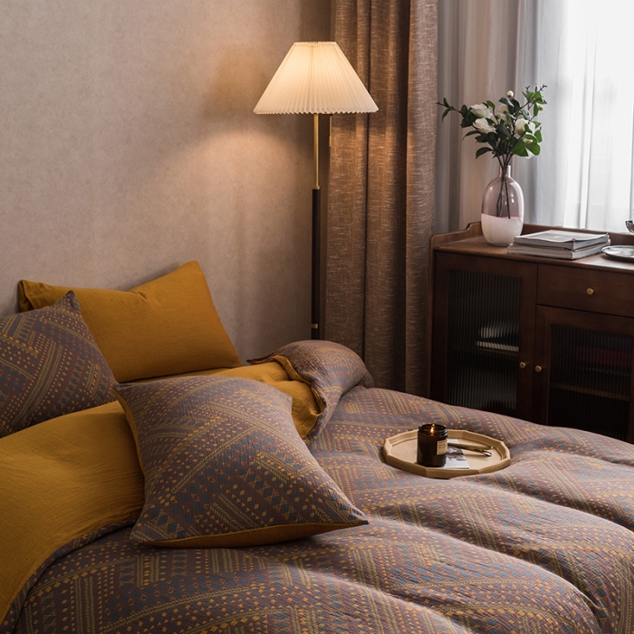 91家纺网 家纺一手货源 找家纺 （总）黛馨 2023新款复古双层纱四件套