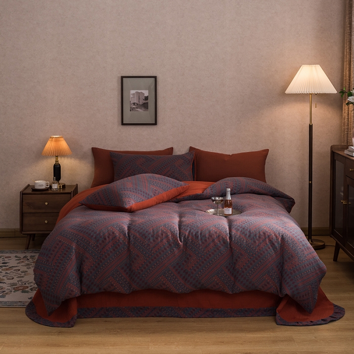 91家纺网 家纺一手货源 找家纺 黛馨 2023新款复古双层纱四件套 宝莉娅-1