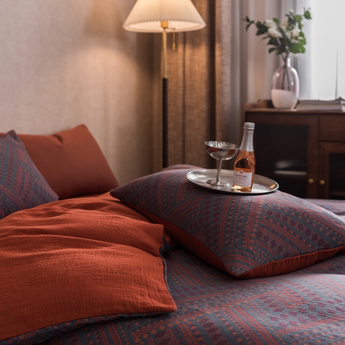 91家纺网 家纺一手货源 找家纺 黛馨 2023新款复古双层纱四件套 宝莉娅-1