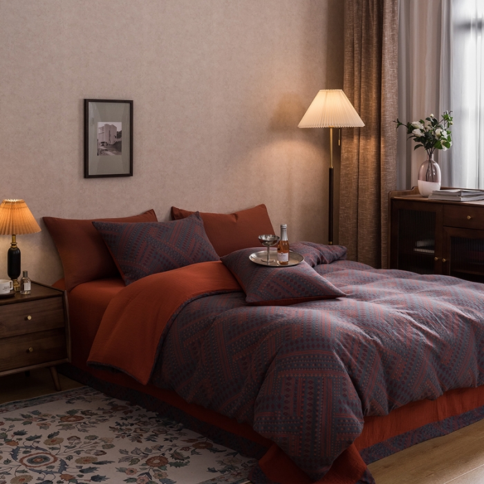 91家纺网 家纺一手货源 找家纺 黛馨 2023新款复古双层纱四件套 宝莉娅-1