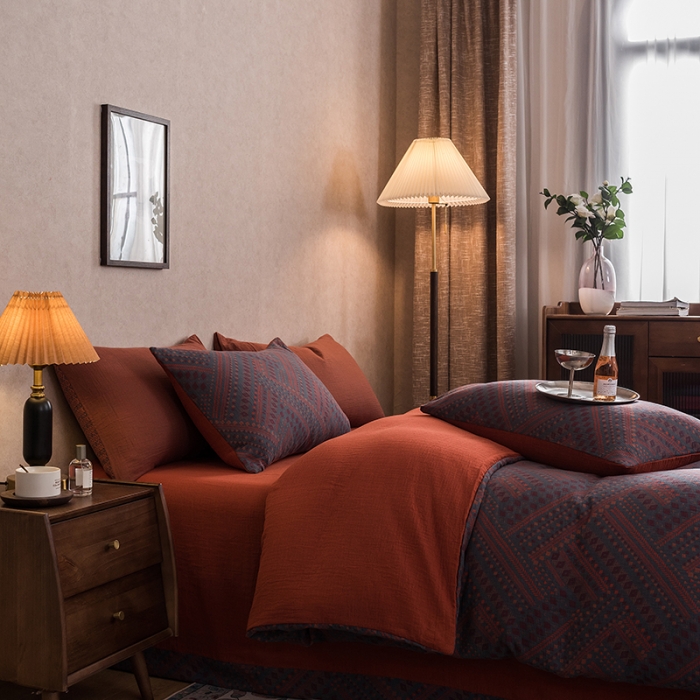 91家纺网 家纺一手货源 找家纺 黛馨 2023新款复古双层纱四件套 宝莉娅-1