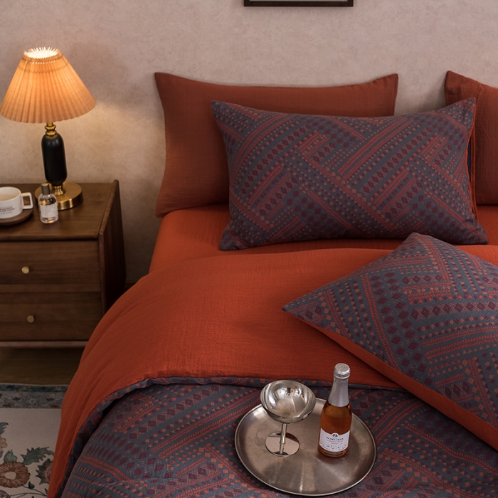 91家纺网 家纺一手货源 找家纺 黛馨 2023新款复古双层纱四件套 宝莉娅-1