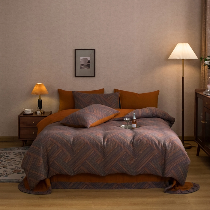 91家纺网 家纺一手货源 找家纺 黛馨 2023新款复古双层纱四件套 宝莉娅-2