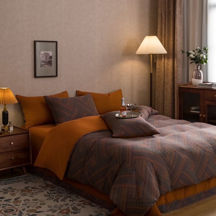 91家纺网 家纺一手货源 找家纺 黛馨 2023新款复古双层纱四件套 宝莉娅-2