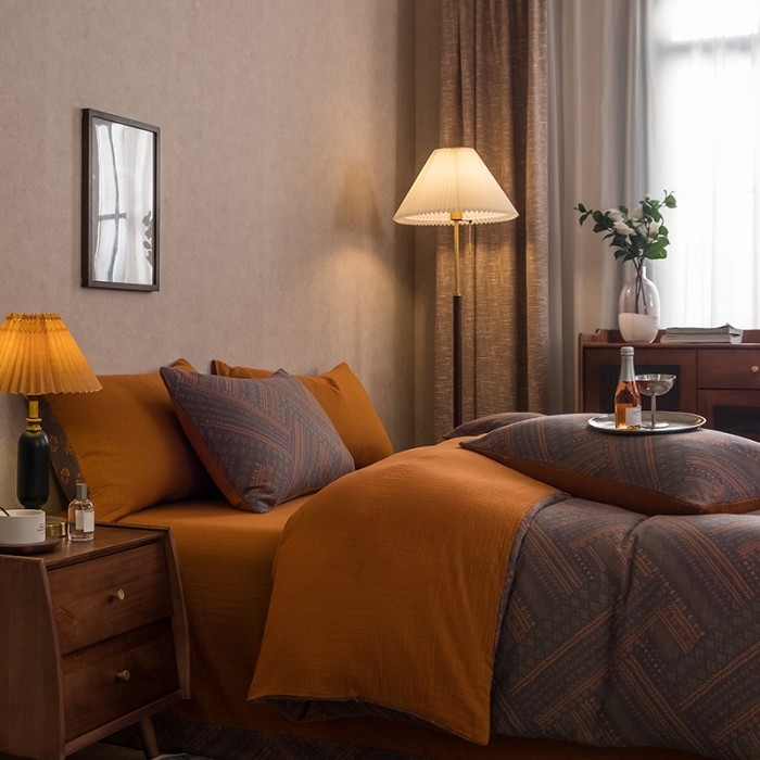 91家纺网 家纺一手货源 找家纺 黛馨 2023新款复古双层纱四件套 宝莉娅-2