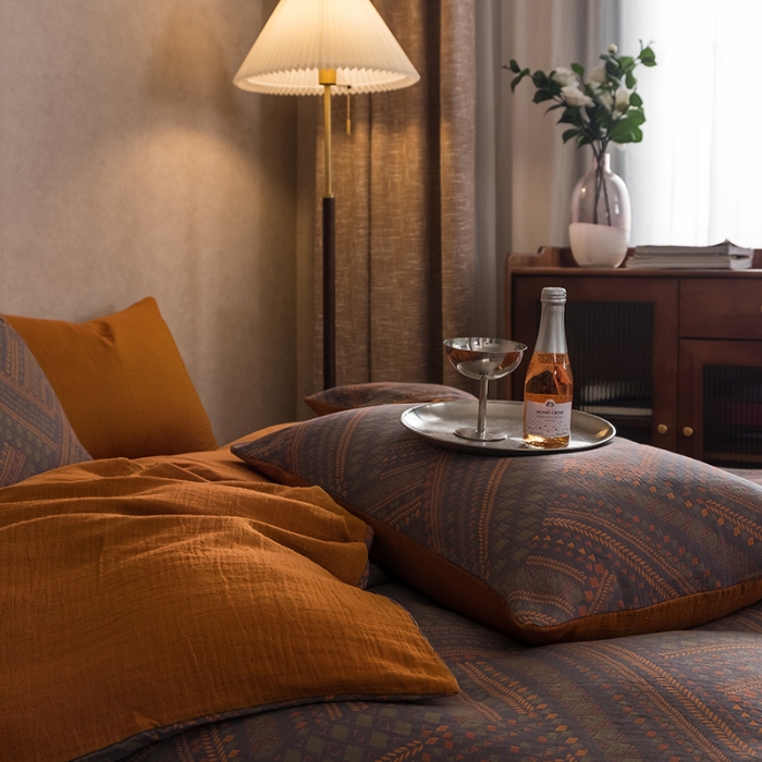 91家纺网 家纺一手货源 找家纺 黛馨 2023新款复古双层纱四件套 宝莉娅-2