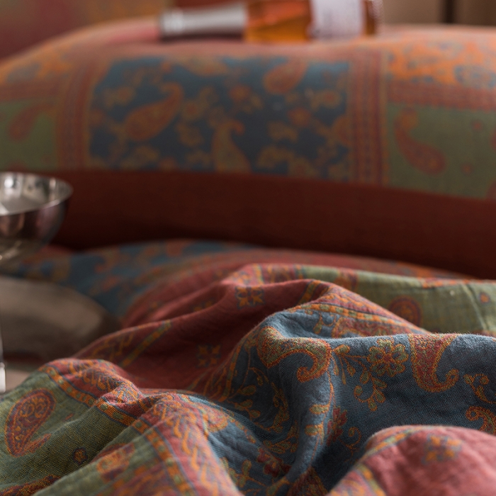 91家纺网 家纺一手货源 找家纺 黛馨 2023新款复古双层纱四件套 晨园幽香