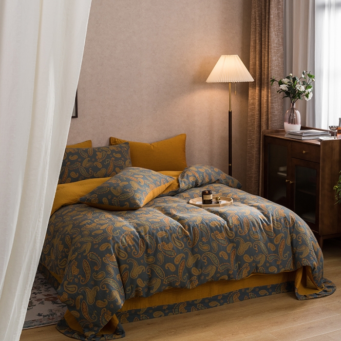 91家纺网 家纺一手货源 找家纺 黛馨 2023新款复古双层纱四件套 戴维-1