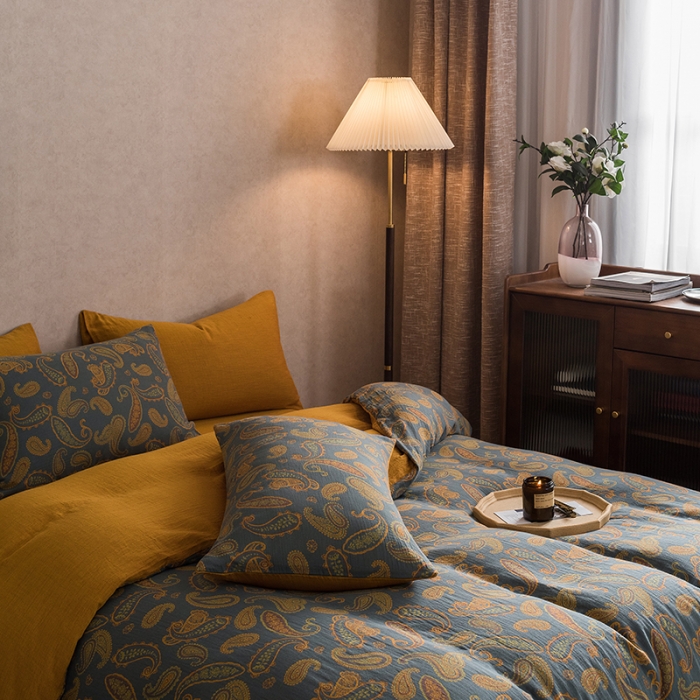 91家纺网 家纺一手货源 找家纺 黛馨 2023新款复古双层纱四件套 戴维-1